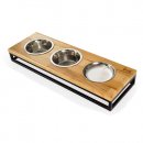 Фото 2 - миски, поилки, фонтаны Harley & Cho Lunch Bar Natural Wood + Black миски на подставке 3 шт
