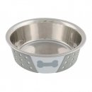 Фото 2 - миски, поилки, фонтаны Trixie STAINLESS STEEL BOWL миска металлическая с силиконовым покрытием (2525)
