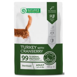 Natures Protection (Нейчез Протекшин) Sterilized Adult Turkey & Cranberry влажный корм для стерилизованных кошек ИНДЕЙКА и КЛЮКВА, пауч