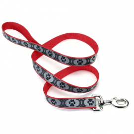 Coastal (Костал) Lazer Brite Reflective Leash світловідбиваючий повідець для собак, ЧЕРВОНИЙ З ЛАПКАМИ