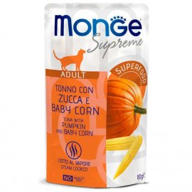 Monge Supreme Adult Cat Tuna Flakes, Pumpkin & Baby Corn вологий корм для котів ТУНЕЦЬ, ГАРБУЗ та МОЛОДА КУКУРУДЗА