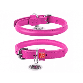 Collar WAUDOG Glamour кожаный ошейник для собак круглый, РОЗОВЫЙ