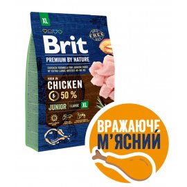 Brit Premium Junior Extra Large XL Chicken сухий корм для цуценят та молодих собак гігантських порід КУРКА Brit Premium Junior Extra Large XL Chicken сухий корм для цуценят та молодих собак гігантських порід КУРКА