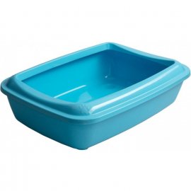 AnimAll Туалет для кошек с высоким бортом и лопаткой, голубой