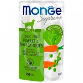 Monge Supreme Adult Cat Tuna Flakes, Peas & Baby Carrots влажный корм для кошек ТУНЕЦ, ЗЕЛЕНЫЙ ГОРОШЕК и МОЛОДАЯ МОРКОВЬ