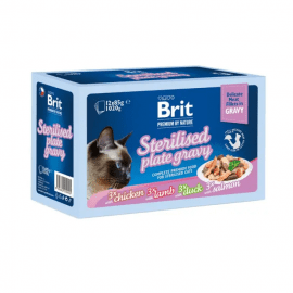 Brit Premium Cat Sterilised Family Plate Delicate Fillets in Gravy набір вологих кормів для стерилізованих кішок СІМЕЙНА ТАРІЛКА