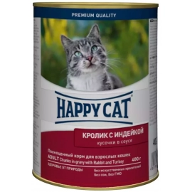 Happy Cat (Хепі Кет) DOSE RABBIT & TURKEY SAUCE вологий корм для котів шматочки в соусі КРОЛИК та ІНДИЧКА