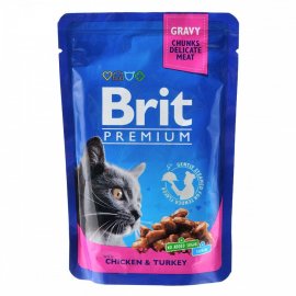 Brit Premium Cat Chicken & Turkey консервы для кошек КУРИЦА и ИНДЕЙКА