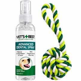 Vets Best Dental Spray & Floss Ball набор для ухода за зубами и пастью собак СТОМАТОЛОГИЧЕСКИЙ СПРЕЙ И ШНУРКОВЫЙ ШАРИК