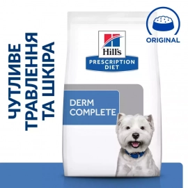 Hill's Prescription Diet Canine Derm Complete Mini корм для собак мини пород при пищевой аллергии и атопическом дерматите ЯЙЦО и РИС