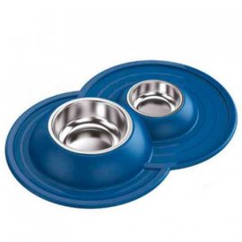 Georplast Volcano Inox Миска подвійна металева з м'яким килимком для котів та собак