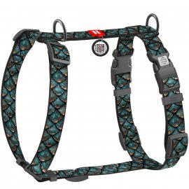 Collar WAUDOG Nylon шлея для собак анатомическая H-образная с QR адресником, ЧЕШУЯ, пластиковый фастекс