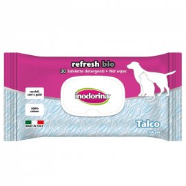 Inodorina Refresh Bio влажные биоразлагаемые гигиенические салфетки с тальком для собак и кошек