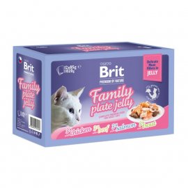 Brit Premium Cat Family Plate Delicate Fillets in Jelly консерви для котів, набір 4 смаку ассорти шматочки в желе
