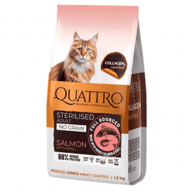 Quattro Sterilised Salmon сухий беззерновий корм для стерилізованих кішок ЛОСОСЬ
