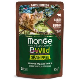 Monge Cat Bwild Grain Free Large Breeds Bufalo & Vegetables вологий корм для кошенят та котів великих порід БУЙВОЛ та ОВОЧІ, пауч