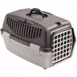 Stefanplast (Стефанпласт) GULLIVER переноска для животных,  ПЛАСТИК ДВЕРЬ, темно-серый / серый