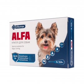 Vitomax Alfa Протипаразитарні краплі на холку проти бліх та кліщів для собак