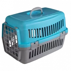AnimAll Переноска для тварин, ДВЕРІ ПЛАСТИК, сіро-блакитний