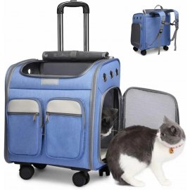 Voyager Pet Візок-рюкзак для переноски собак і кішок з телескопічною ручкою та 4-ма колесами, синій