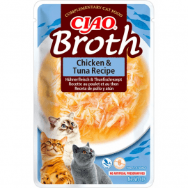 Inaba Cat Ciao Broth Chicken with Tuna вологий корм для котів бульйон КУРКА з ТУНЦЕМ