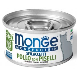 Monge Cat Monoprotein Flakes of Chicken & Peas монопротеиновый влажный корм для кошек, мясные хлопья КУРИЦА и ГОРОШЕК