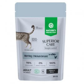 Natures Protection Superior Care Weight Control Grain Free Adult Herring & Chicken Breast вологий корм для контролю ваги котів  ОСЕЛЕДЕЦЬ та КУРКА