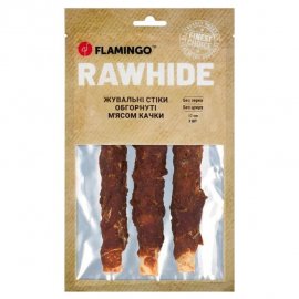 Flamingo Ласощі для собак ЖУВАЛЬНІ СТІКИ ОБГОРНУТІ М'ЯСОМ КАЧКИ