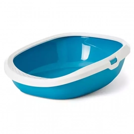 Savic GIZMO MEDIUM туалет для котов с бортиком, бело-голубой