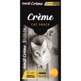 AnimAll Cat Snack Creme ласощі у вигляді крему для котів КУРКА ТА ЛОСОСЬ