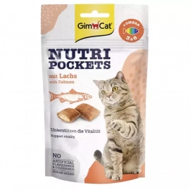 Gimcat NUTRI POCKETS SALMON AND OMEGA (ЛОСОСЬ И ОМЕГА ПОДУШЕЧКИ) лакомство для кошек, 60 г