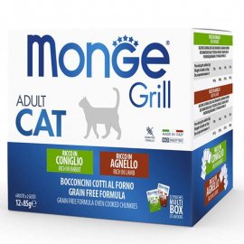 Monge Cat Grill Adult MIX Multi Box влажный корм для кошек КРОЛИК, ЯГНЕНОК, пауч мультипак