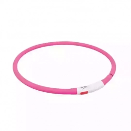 Trixie Flash Light USB светящийся ошейник из силикона, розовый (12647)