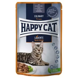 Happy Cat (Хэппи Кет) MEAT IN SAUCE CULINARY FARM DUCK влажный корм для кошек кусочки в соусе УТКА