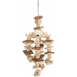 Trixie Деревянная игрушка для птиц с кожей и веревкой (58986)