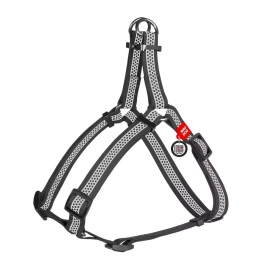 Collar WAUDOG Waterproof, шлея светоотражающая с QR-паспортом, металлическая пряжка-фастекс, СЕРЫЙ