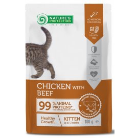 Natures Protection (Нейчез Протекшин) Healthy Growth Kitten Chicken & Beef влажный корм для котят КУРИЦА и ГОВЯДИНА, пауч