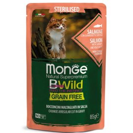 Monge Cat Bwild Grain Free Sterilised Salmon, Shrimps & Vegetables вологий корм для стерилізованих котів ЛОСОСЬ, КРЕВЕТКИ та ОВОЧІ, пауч