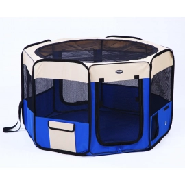 Senful Portable Soft Dog Playpen вольєр-манеж для цуценят, синій з бежевим