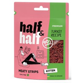 Half&Half Meaty Strips Kitten Turkey лакомство мясные кусочки для котят ИНДЕЙКА