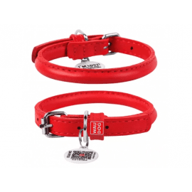 Collar WAUDOG Glamour Шкіряний нашийник для собак круглий, ЧЕРВОНИЙ