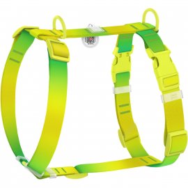 Collar WAUDOG Nylon Recycled градиент, шлея анатомическая H-образная с QR-паспортом для собак, 2 пластик фастекс, салатовый