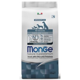 Monge Dog Monoprotein Puppy & Junior All Breeds Trout, Rice & Potatoes сухий монопротеїновий корм для цуценят усіх порід ФОРЕЛЬ, РИС та КАРТОПЛЯ