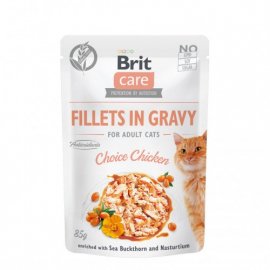Brit Care Cat Fillets in Gravy Chicken, Sea Buckthorn & Nasturtium консерви для кішок КУРКА в соусі з ОБЛІПИХОЮ та НАСТУРЦІЄЮ