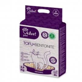 Velvet Paw Tofu+Bentonite Original гороховый наполнитель с бентонитом для кошек БЕЗ АРОМАТА