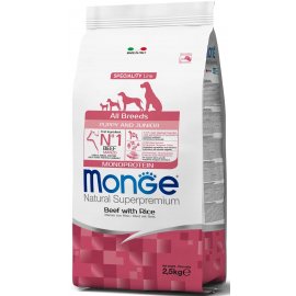 Monge Dog Monoprotein Puppy & Junior All Breeds Beef & Rice сухий монопротеїновий корм для цуценят всіх порід ЯЛОВИЧИНА та РИС