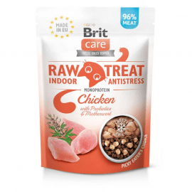 Brit Care Cat Raw Treat Indoor & Antistress Freeze-dried Chicken лакомство для снятия стресса у кошек КУРИЦА