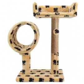 Пухнастики кігтеточка з диваном і тунелем для кішок, бежевий