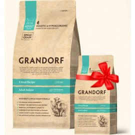 Grandorf (Грандорф) 4 Meat Recipe Adult Indoor сухий корм для кішок, що мешкають у приміщенні 4 М'ЯСА
