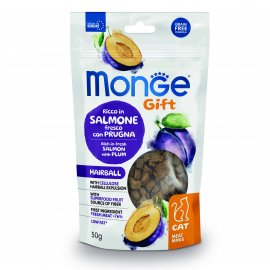 Monge Cat Gift Hairball Adult Salmon & Plum лакомство для гигиены зубов и выведения шерсти у кошек ЛОСОСЬ и СЛИВА